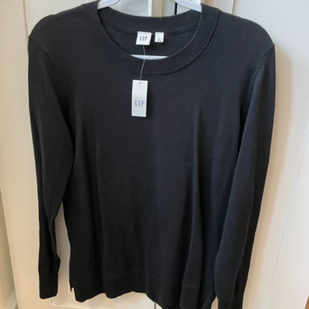 GAP - Black Crew Neck Split Hem Sweater
